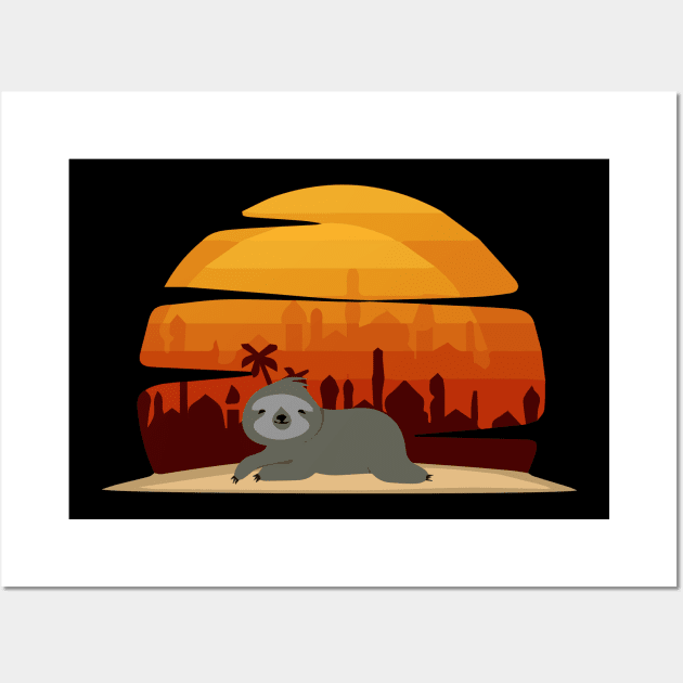 Vintage Sloth Sun Wall Art by Imutobi